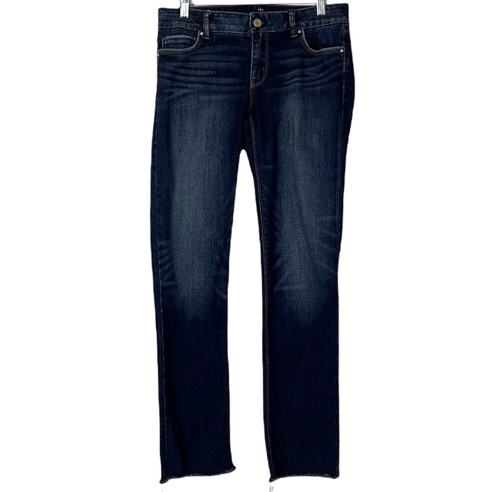White House Black Market Jeans Slim Crop Raw Hem Dark Wash Women's Size 4